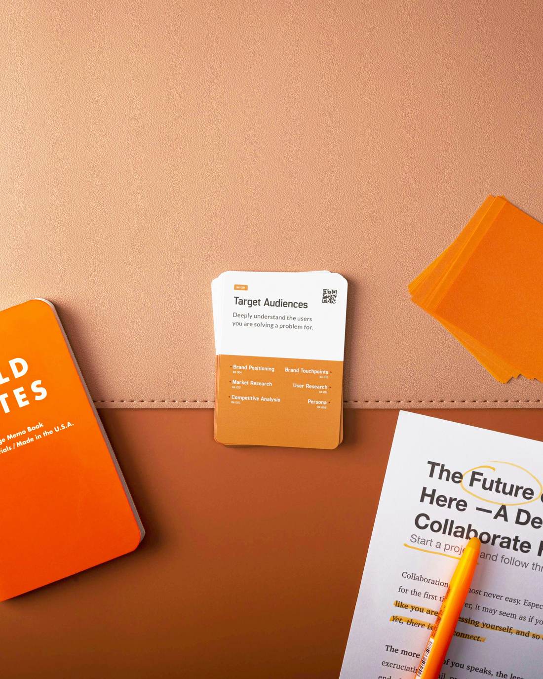 Strategy cards and planning materials laid out on a desk