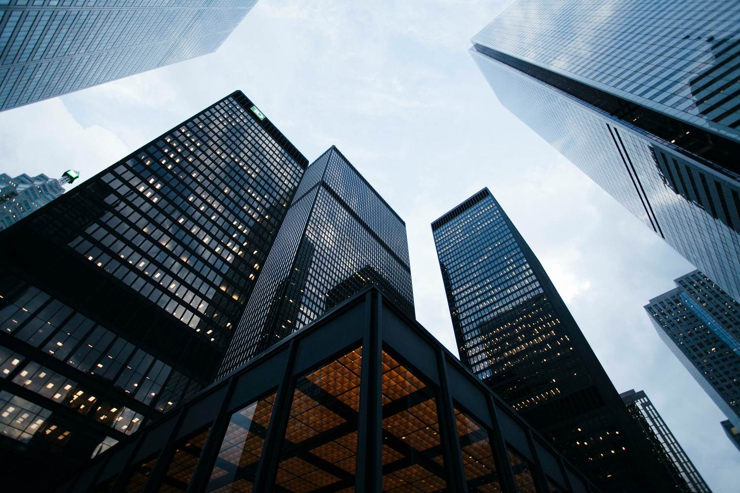 Office towers viewed from below